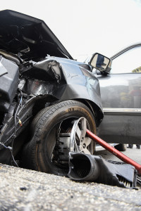 Bicycle frame wedged under SUV