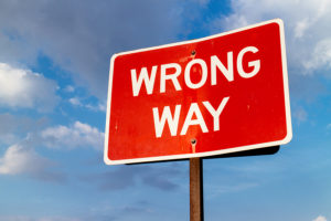 wrong way sign